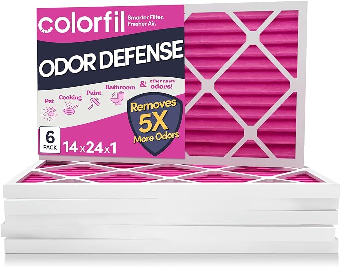 14x24x1 Air Filter (6-Pack) | Made in the USA | Color Changing | Remove Cat and Dog Odor | MERV 8 for Pet Hair Dander and Dust | 13.75"x23.75"x0.75" Exact Size