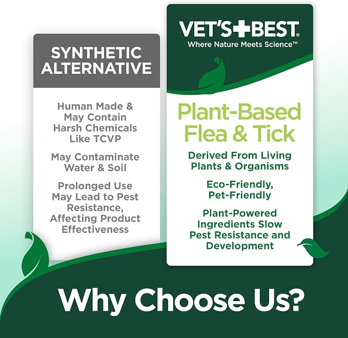 Vet's Best Waterless Flea & Tick Bath for Dogs, Plant-Based, 8 oz | No-Rinse Flea & Tick Bath, Plant-Based Formula, Essential Oils, Helps Control Fleas & Ticks, Made in USA