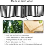 Dog Gate Indoor, Freestanding Dog Fence for The House, Doorways, Hallways,or Stairs,Pet Gate Foldable Wooden,Expandable 24" Height 6 Panels,Black