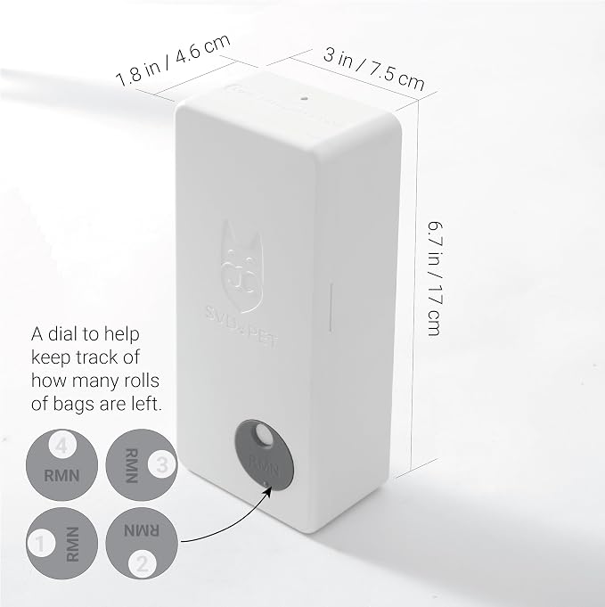 SVD.PET Dog Poop Bag Dispenser (White, Dispenser only) | Outdoor or Indoor Pet Waste Bag Dispenser Station, Wall Mount or Hanging with Strap, Easy to Refill Magnetic Cover
