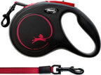 FLEXI® New Classic Tape Retractable Dog Leash, Medium 16ft -Black Red | German engineered, original flexi leash, durable quality, dogs up to 30-55 lbs, tangle-free, walking, reliable brake system