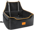 XIEEAOZEE Dog Car Seat for Large/Medium Dog, Booster Seat for Dogs Under 55Lbs or 2 Small, Detachable and Washable Travel Pet Seat with Thick Cushion and Storage Pockets (Black)