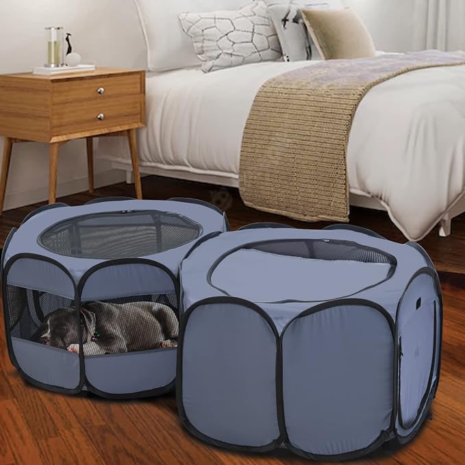 2-in-1 XLarge Pop Up Dog Playpen, 90"x 46" x28"H Portable Cat Condo Foldable Puppy Pet Playpen Indoors Outdoor Cats Enclosed Tent Crate Cage Kennel, Playpen for Kitten, Small Animals Play Pen(L)