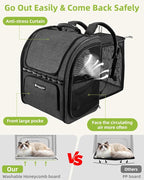 Expandable Cat Carrier Backpacks with Breathable Mesh, Pet Carrier Backpack for Cats Small Dogs Puppies Up to 20 Lbs, Dog Carrier Backpack Great for Travel/Hiking/Camping/Outdoor-Dark Grey