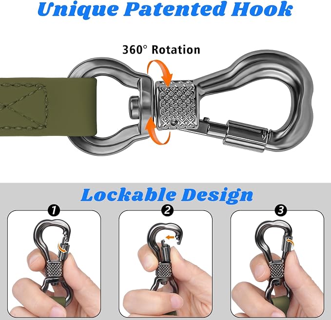 XiaZ Extra Long Dog Leash Waterproof, Training Long Line Lead for Large Medium Small Dogs Outside Walking, Playing, Camping, or Yard (100FT, Olive)