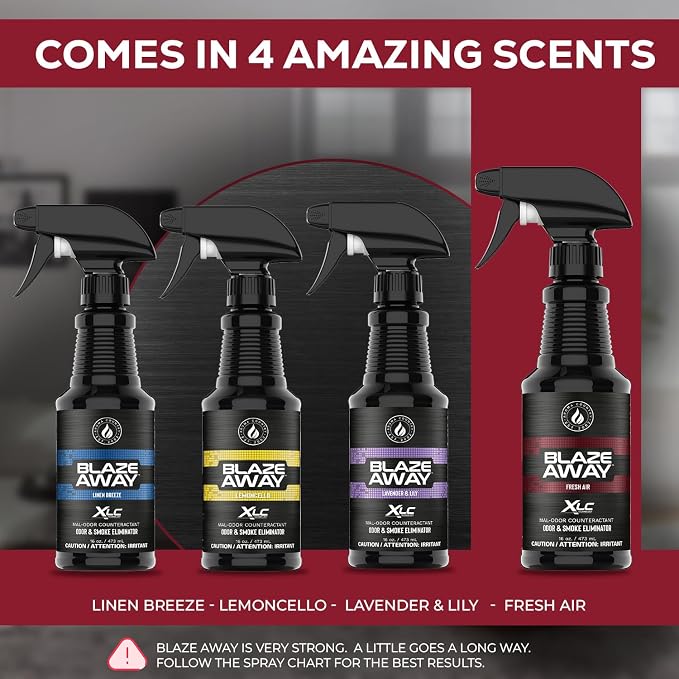 Blaze Away Fresh Air Odor Eliminator Spray (16 Fl Oz, 6 Pk) | Commercial Air Freshener • Professional-Strength • Long-Lasting • for Smoke, Pet, Bathroom, Vehicle, Hotel & Commercial Space