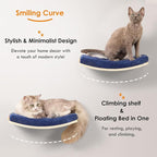 Curved Cat Shelves and Perches, Floating Cat Wall Bed with Comfortable Cushion