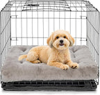 POMIU 2-Pack Washable Dog Bed, Deluxe Plush Crate Beds with Anti-Slip, Machine Washable Kennel Pad Sleeping Mat for Large, Medium and Small Dogs (2 Pack x Grey, 23.0" L x 18.0" W x 3.0" Th)