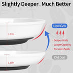 Cat Food Bowls, Whisker Friendly Ceramic Cats Bowls with Nonslip Silicone Base, Pack of 3 Quiet Dishes and Plates for Feeding Indoor Cats, Kittens and Small Dogs(Fishbone,Deeper)