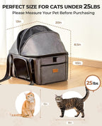 BurgeonNest Top-Expandable Cat Carrier with Semi-Open Canopy, Up to 25 lbs | for Medium Large Pet, Upgraded Small Dog Car Seat, Pet Travel Bag for Trips