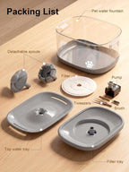 Kastty 9.5L/2.5Gal Dog Water Fountain for Large Dogs with 3 Flow Modes | Large Capacity Pet Water Fountain , Automatic Quite Dog Water Bowl Dispenser with Water Window & LED,Easy to Clean(FS82,Grey)