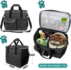 PetAmi Dog Travel Bag Organizer, Pet Travel Kit with 2 Food Containers & 2 Collapsible Dog Bowls, Pet Supplies Tote with Luggage Sleeve, Weekend Road Trip Camping Essentials, Dark Gray, Large