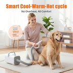 NEWBULIG Dog Hair Dryer, Dog Blow Dryer with Heater, White | 1550W High Velocity Pet Blow Dryer with Heater, Speed Temperature Adjustable Dog Blower Grooming with 4 Nozzles