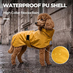 PU Dog Raincoat, Non-Toxic & Odorless Waterproof Vest, Adjustable High Neck and Hook & Loop Belly Closure for Rainy Potty Breaks & Wet Weather Outdoor Walks (Yellow, X-Large)