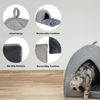 Best Pet Supplies Cat Bed for Indoor Cat, Domed Tent House with Removable Pillow, Covered Cat Cave for Small Dog, Puppies and All Breeds of Cats - Gray, 20 x 20 x H:22"
