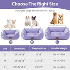 Zerbuger Rectangle Cat Dog Bed for Large Medium Small Pets Indoor Outdoor Machine Washable Sleeping Sofa Non-Slip Bottom Soft Puppy Bed Durable Orthopedic Calming Pet Cuddler (Medium, Violet)