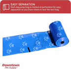 Downtown Pet Supply Poop Bags for Dogs with Dispenser, 500 Count - Leak-Proof Dog Waste Bags and Bone-Shaped Dog Poop Bags Holder for Leash - Rainbow with Paw Prints, 12.5" x 8.5"