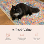 Lovewag Cat Litter Mat, Litter Box Mat, Bohemian Jewel, 36x48, 2 Pack | Washable litter mat cover, kitty litter mat & cat mat for litter box, litter trapping mat, prevents tracking, multi-cat