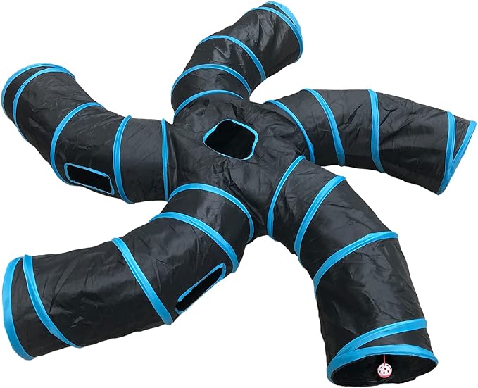 Cat Tunnel,5 Way Large Collapsible Tunnels Tube Upgrade with 6 Peek Hole,S-Shaped Maze House Play Toy Interactive Cat Toy for Cat Kitten Kitty Rabbit