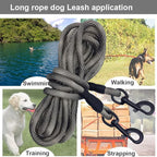 BTINESFUL Dog Tie Out Long Tether Rope Dog Lead for Yard 8/12/20/30/50/75ft | Large Medium Dogs Outdoor Training, Playing, Camping, Backyard Dog Leash (30 Foot, Beige Black)