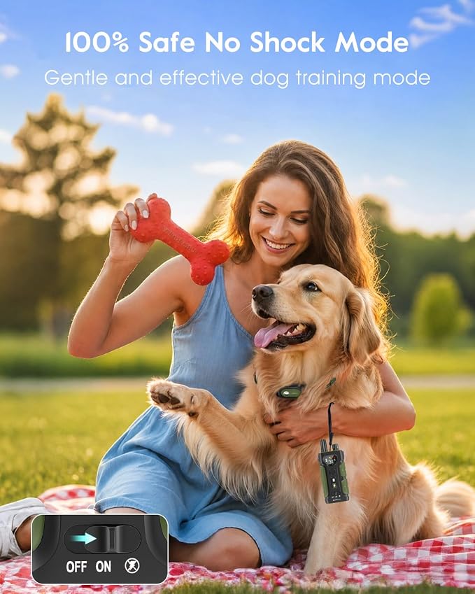 SLOPEHILL Dog Shock Collar,4200FT Dog Training Collar with Remote,Green | IP68 Waterproof e Collar with Beep,Vibration,Safe Shock,Light,No Shock Mode,Shock Collar for Small Medium Large Dog 8-140lbs