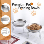 Elevated Cat Bowls, Wide Stainless Steel Cat Food Bowls with Metal Stand Whisker Stress-Free, Raised Food and Water Dish for Cats, Kitten, Puppies and Small Dogs