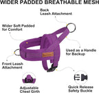 BEAUTYZOO Dog Harness for Large Dogs, No Pull Dog Harness and Leash Set, Soft Escape Proof Puppy Vest Harness with Handle, Reflective Lightweight Step in Harness for Girl Boy Dogs, Purple L