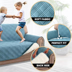 100% Waterproof Loveseat Covers for 2 Cushion Couch Sofa Covers Waterproof and Washable Sofa Slipcover with Side Pocket Furniture Protector with Elastic Straps(Loveseat 48", Smoke Blue)