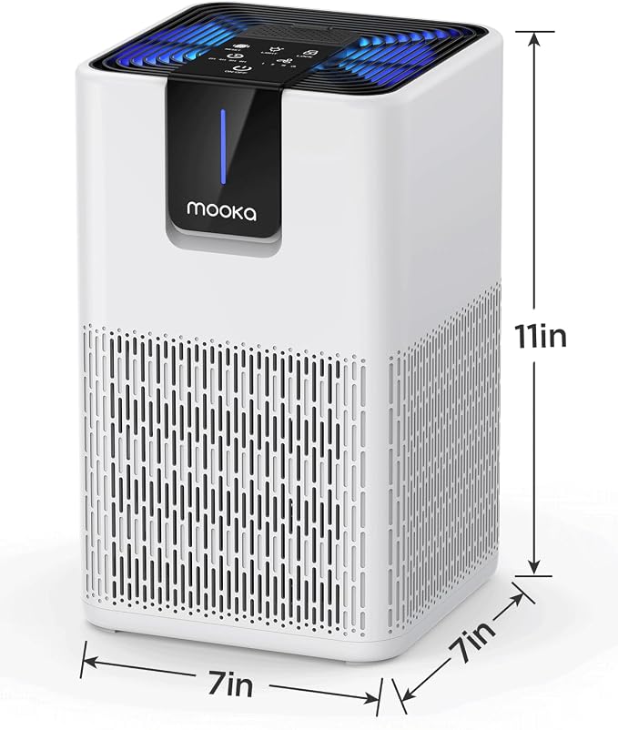 Air Purifiers for Home Large Room 1250 Ft², MOOKA H13 HEPA Filter M05 White | 15dB Ultra Quiet Air Cleaner for Bedroom Office with Aromatherapy, Perfect for Pet Hair, Dander, Dust, Smoke & Odors Filter