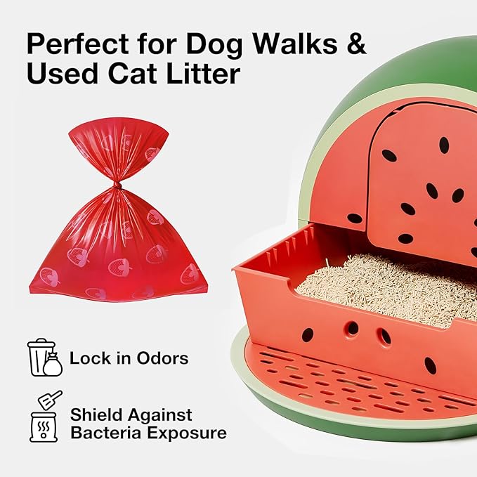 VETRESKA Strawberry Scented Dog Poop Bags, Leak Proof, 540 Counts | Extra Thick and Large Pet Waste Bags for Dogs Walking and Cat Litter, 36 Rolls