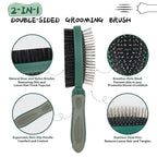 2PCS Pet Grooming and Deshedding Tools | 2-In-1 Double-Sided Cat Brush for Shedding and Bathing, Dogs & Cats Shedding Comb for Long and Short Haired Dogs Cats