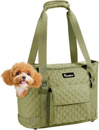 Pawaboo Dog Purse Carrier for Small Dogs with Pocket,Up to 11Lbs | Lightweight & Portable Dog Tote Bag Carrier Purses,Soft Sided Design,Front Pocket for Storage Travel Shopping Matcha Green