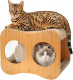 Avont 2-in-1 Cat Scratcher with Reversible Scratching Board, Curved | Protects Furniture, Durable Wooden Frame, Easy Assembly, Tunnel
