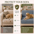 Smiry Velvet Couch Cover for Dogs, Non Slip Soft Sofa Protector for Pets | Washable Sofa Cover for Cats, Cozy Furniture Protector Against Pet Hair, Scratches, Fits Sectional Sofa(Grey, 36"x94.5")