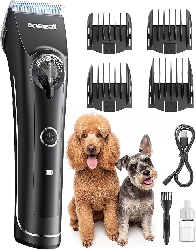 oneisall Dog Clippers for Grooming fit Doodles & Poodles,9050 | Compatible with Wahl's 3379,3332-3339 Metal Guards,3.5 Hours of Battery Life, 6500 Rpm High-Speed Cutting, Removable Blades