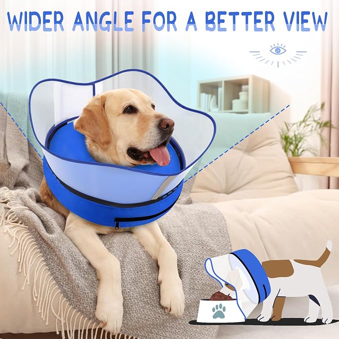 Supet Raised Inflatable Dog Cone Collar to Stop Licking, Soft Dog Cone Alternative After Surgery, Pet Neck Donut Collar for Small Medium Large Dogs