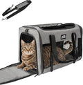 Soft Sided Two Cats Dog Carrier up to 25 lbs, Portable Mesh Pet Travel Bag for Medium Puppy Big Cats, Collapsible Puppy Crate Home Outdoor 20x13x13in, Grey