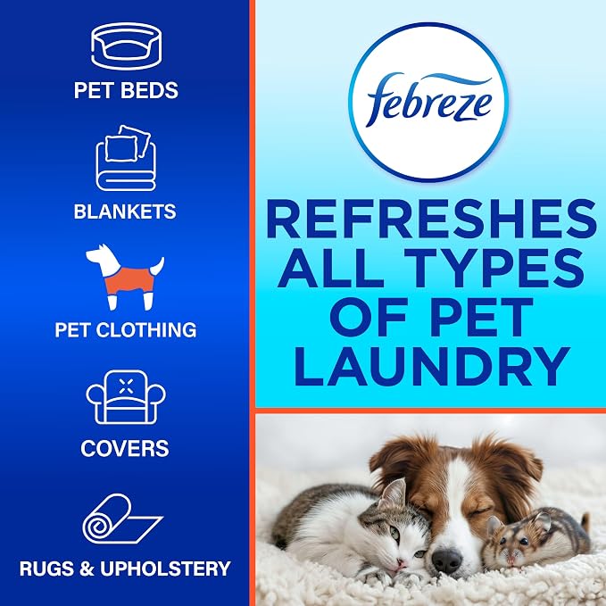 Febreze Laundry Detergent Additive for Pet Supplies, Maximum Strength In Wash Pet Odor Eliminator, Designed to Remove Tough Odors in Fabrics and Clothing in a Single Wash, Fresh Scent, 98 fl oz