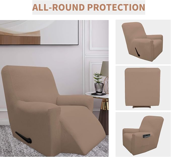 Easy-Going 100% Waterproof Recliner Chair Cover，1-Piece Recliner Slipcover | Dual Waterproof Couch Cover for Recliner，Leakproof Furniture Protector for Kids Pets Dog Cat Daily Stain, Camel
