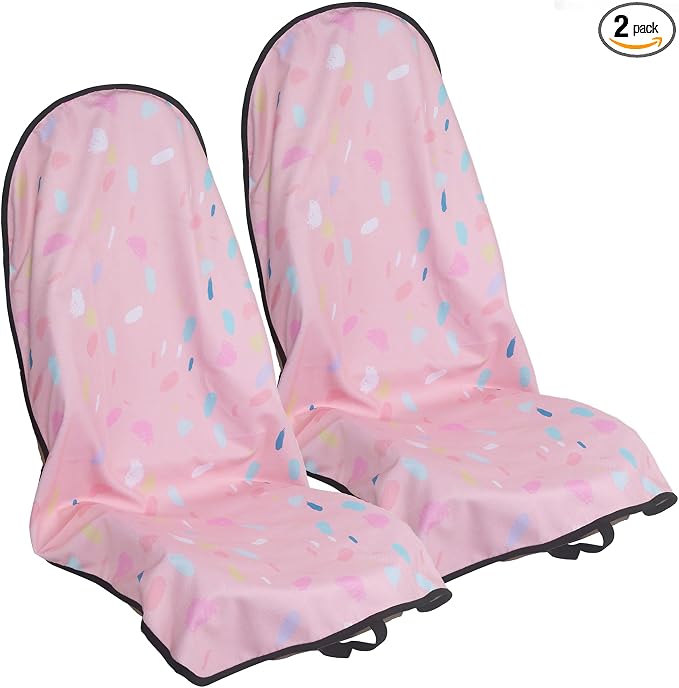 Car Seat Cover Protector Front Seats,for Gym Workout,Running,Swimming,Beach and Hiking,Waterproof Sweat Towel Bucket Seat Covers for Cars SUV Trucks (Pink Marbling, 2Pcs)