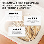 Cool Kids Elevated Cat Bowls – Raised Slanted Eco Fiber Disposable Set | Food-Grade Degradable Fiber, Cat Bowls for Small Dogs, Disposable No-Clean, Fits Camping & Travel, Multi-Pet & Stray Feeding