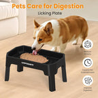 URPOWER Elevated Dog Bowls, 3-in-1 Double Deck Raised Dog Bowl Stand | 4 Height Adjustable Raised Stand with 2 Stainless Steel Food Bowls & Licking Plate for Small, Medium & Large Dogs