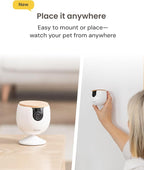 Furbo Mini Pet Camera [No Monthly Fee] | 130° Wide View, Barking/Meowing Alerts, 2-Way Audio, Night Vision, Mountable Design, Pet Monitoring, No AI Alerts or Rotation