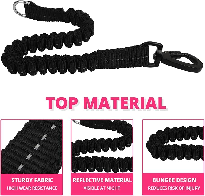 Long Dog Leash 15 FT: Heavy Duty Rope Leashes for Dogs Training with Swivel Lockable Hook Reflective Threads Bungee and Padded Handle - Dog Lead for Large Small Medium Dogs Outside Walking Hiking Red