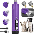Quiet Dog Nail Grinder, 9-Speed Electric Pet Nail Trimmer with LED | Low noise, Safety sensor guard, 2 LED lights, USB rechargeable, Professional grooming, Sensitive paws, Dogs cats all breeds