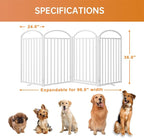 SNUOWU 4 Panels Full Matel Freestanding Dog Gates with Door, 96"Extra Wide 36"Tall Free Standing Dog Pet Gate for Indoor & Outdoor. Foldable Pet Fences for Doorways, House, Stairs, Porch, Deck, Yard
