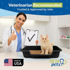KittyGohere Senior Cat Litter Box Large with Scoop, 2 Pack Black | Open Top Low Entrance Kitty Litter Box With Long-handle Jumbo Scoop, Lightweight Low Entry Litters Box, Durable, Made in USA