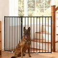 No Pawblems Full Metal Free Standing Dog Gate Extension, 36'' Tall | Foldable Dog Fence Extension for Indoor & Outdoor, Up to 52 Inch Extra Wide Pet Gate for Stairs, Deck, Yard, 2 Panels, Black