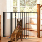 No Pawblems Full Metal Free Standing Dog Gate Extension, 36'' Tall | Foldable Dog Fence Extension for Indoor & Outdoor, Up to 52 Inch Extra Wide Pet Gate for Stairs, Deck, Yard, 2 Panels, Black