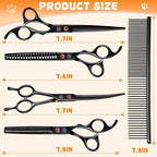 Professional Dog Grooming Scissors Set, 7 Inch/8 Inch Pet Grooming Scissors Chunkers Shears for Dog, Curved Dog Grooming Scissors, Thinning Shears for Dog with Grooming Comb | Pet Grooming Chunkers Shears for Dog, Curved Dog Grooming Scissors, Thinning...
